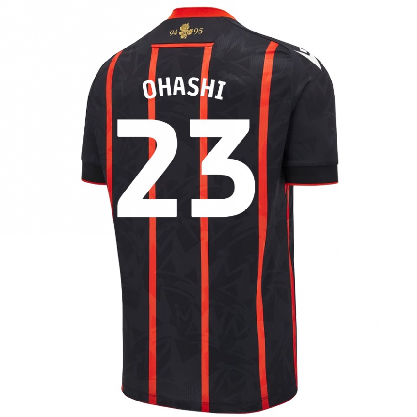 Kids Football Yuki Ohashi #23 Black Red Away Jersey 2024/25 T-Shirt