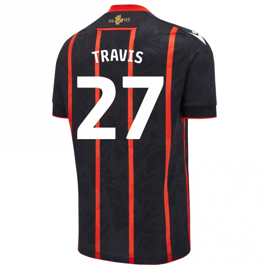 Kids Football Lewis Travis #27 Black Red Away Jersey 2024/25 T-Shirt