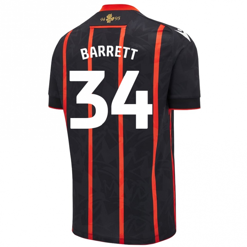 Kids Football Jack Barrett #34 Black Red Away Jersey 2024/25 T-Shirt