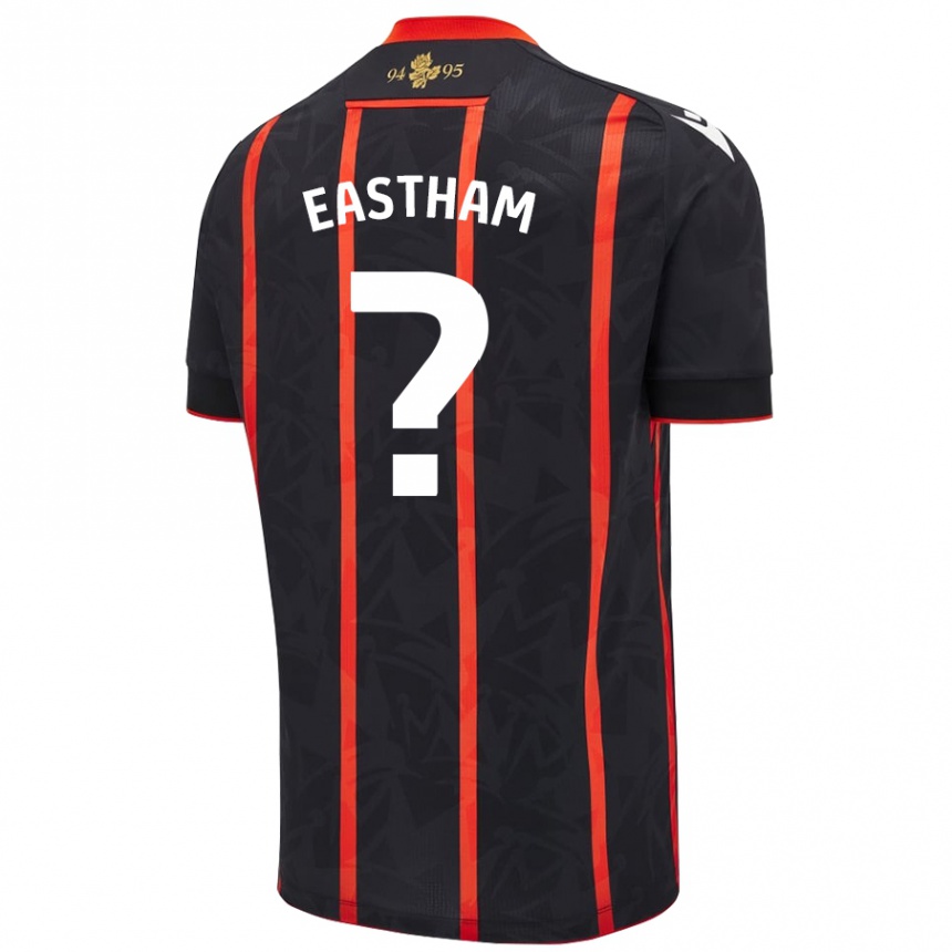 Kids Football Jordan Eastham #0 Black Red Away Jersey 2024/25 T-Shirt