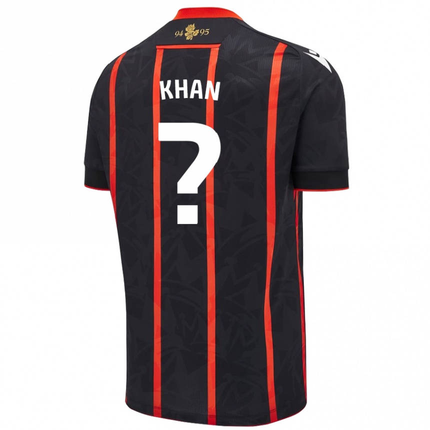 Kids Football Adam Khan #0 Black Red Away Jersey 2024/25 T-Shirt