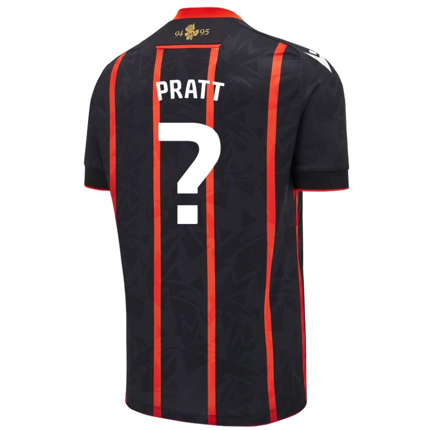 Kids Football George Pratt #0 Black Red Away Jersey 2024/25 T-Shirt