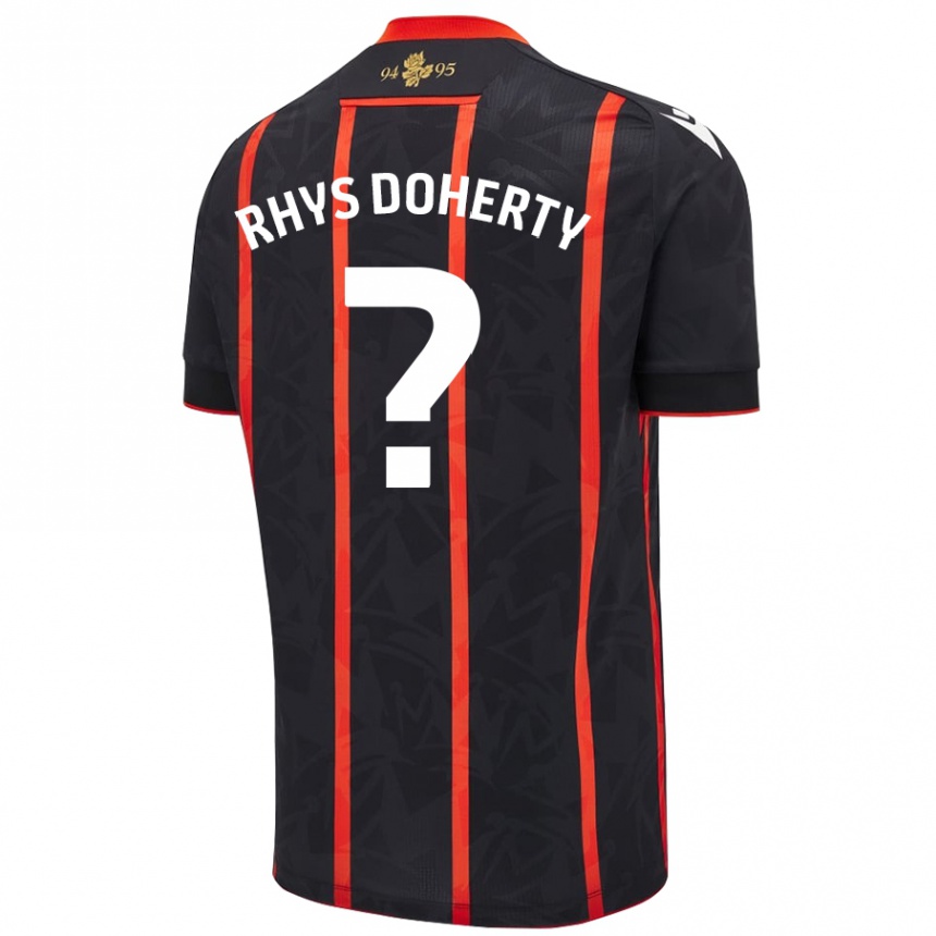 Kids Football Rhys Doherty #0 Black Red Away Jersey 2024/25 T-Shirt