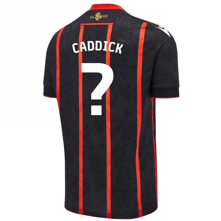 Kids Football Adam Caddick #0 Black Red Away Jersey 2024/25 T-Shirt