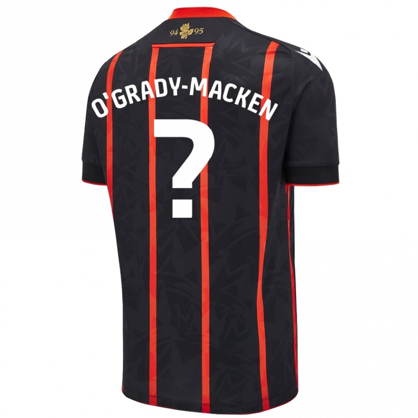 Kids Football Harley O'grady-Macken #0 Black Red Away Jersey 2024/25 T-Shirt