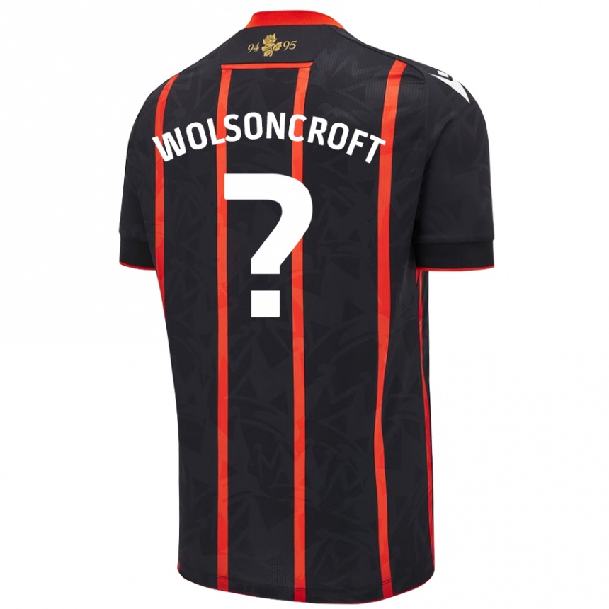 Kids Football Blake Wolsoncroft #0 Black Red Away Jersey 2024/25 T-Shirt