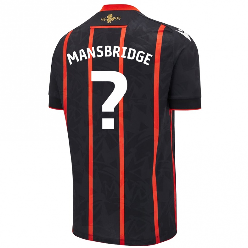 Kids Football Tyler Mansbridge #0 Black Red Away Jersey 2024/25 T-Shirt