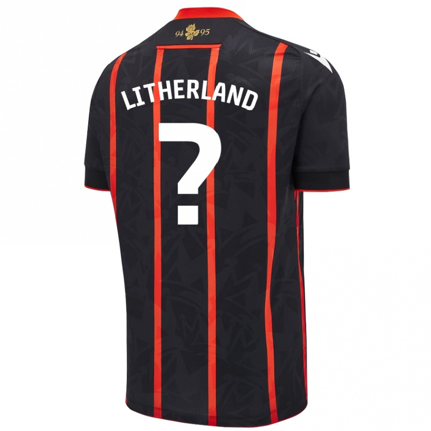 Kids Football Matty Litherland #0 Black Red Away Jersey 2024/25 T-Shirt