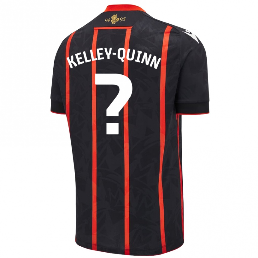 Kids Football Leon Kelley-Quinn #0 Black Red Away Jersey 2024/25 T-Shirt