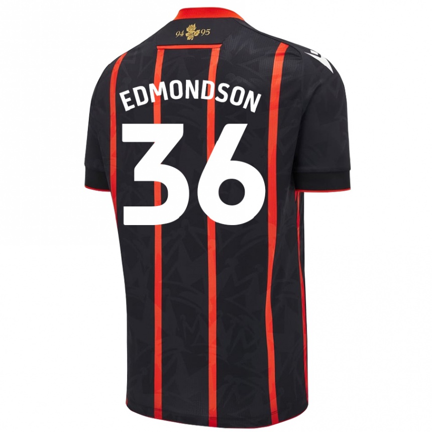 Kids Football James Edmondson #36 Black Red Away Jersey 2024/25 T-Shirt