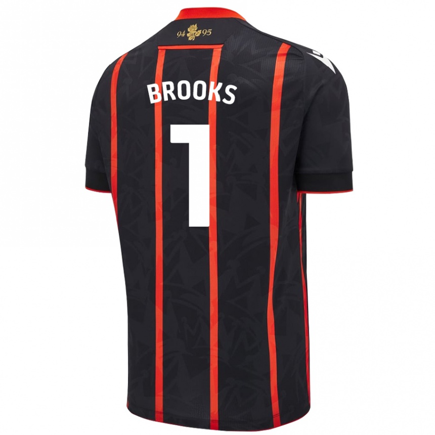 Kids Football Alexandra Brooks #1 Black Red Away Jersey 2024/25 T-Shirt