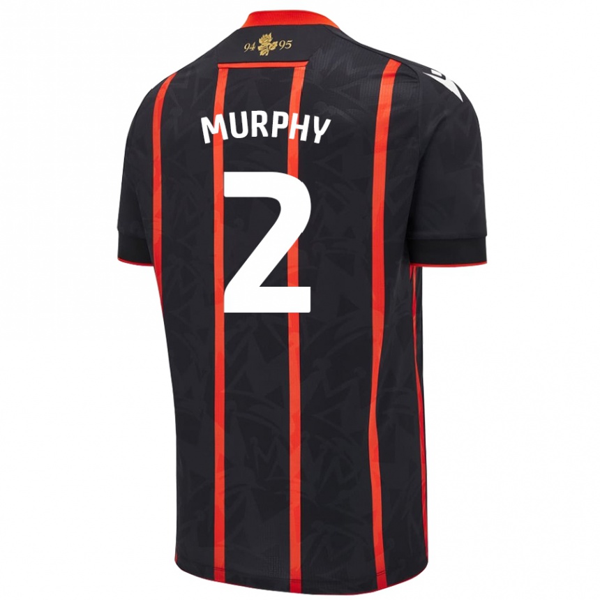 Kids Football Niamh Murphy #2 Black Red Away Jersey 2024/25 T-Shirt