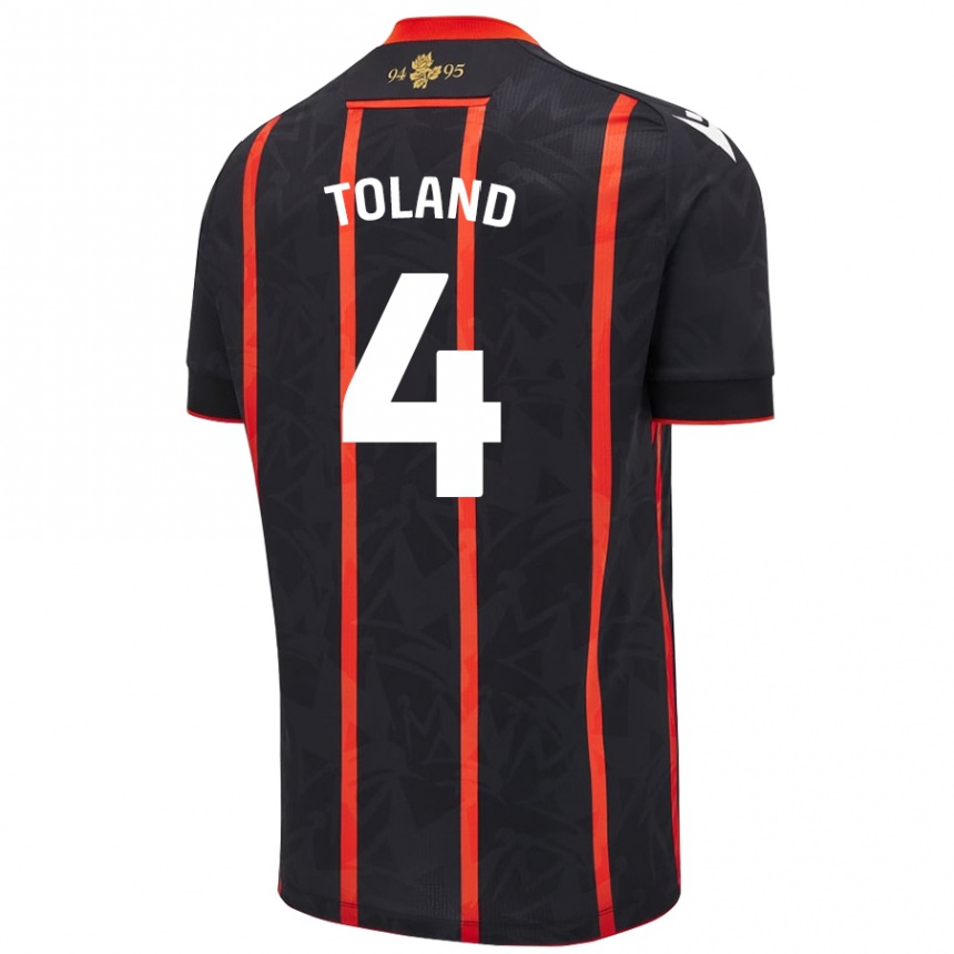 Kids Football Tyler Toland #4 Black Red Away Jersey 2024/25 T-Shirt