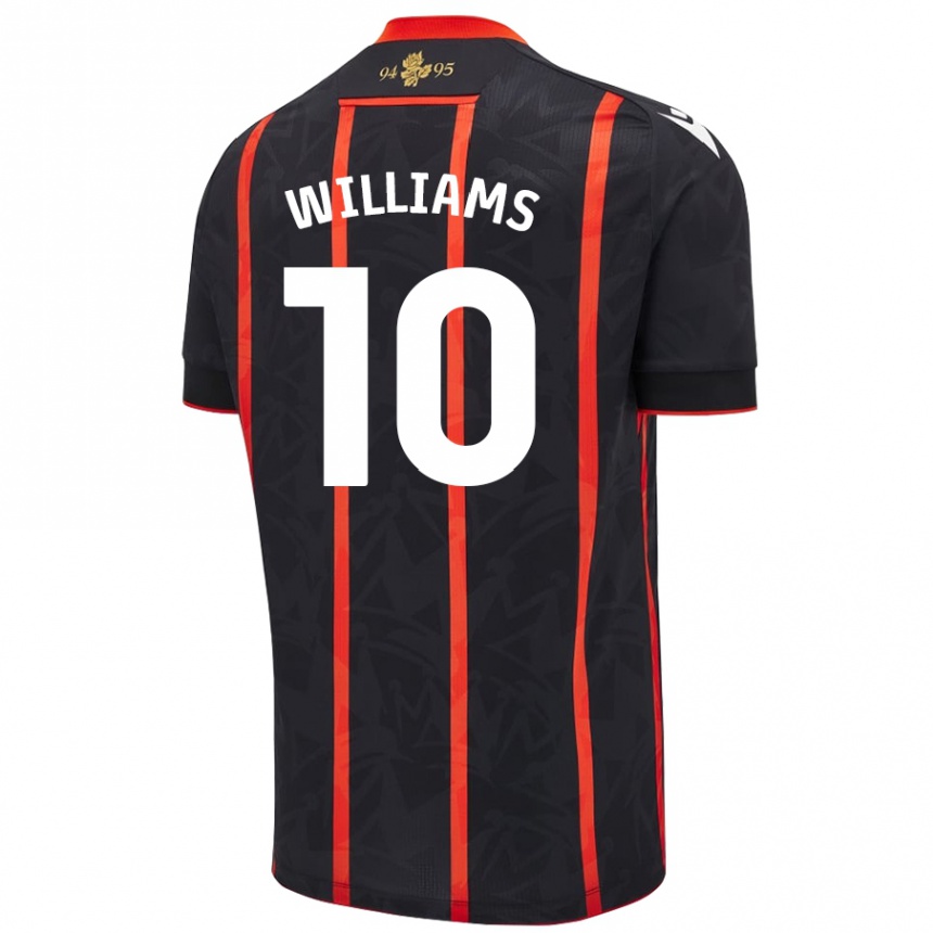 Kids Football Chloe Williams #10 Black Red Away Jersey 2024/25 T-Shirt