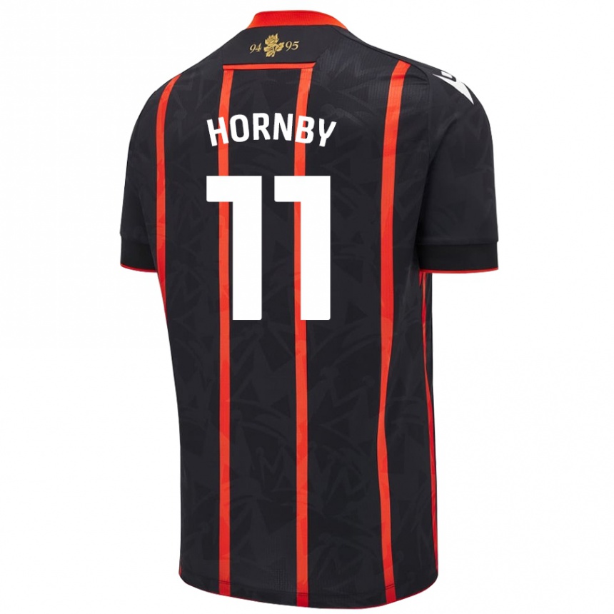 Kids Football Megan Hornby #11 Black Red Away Jersey 2024/25 T-Shirt