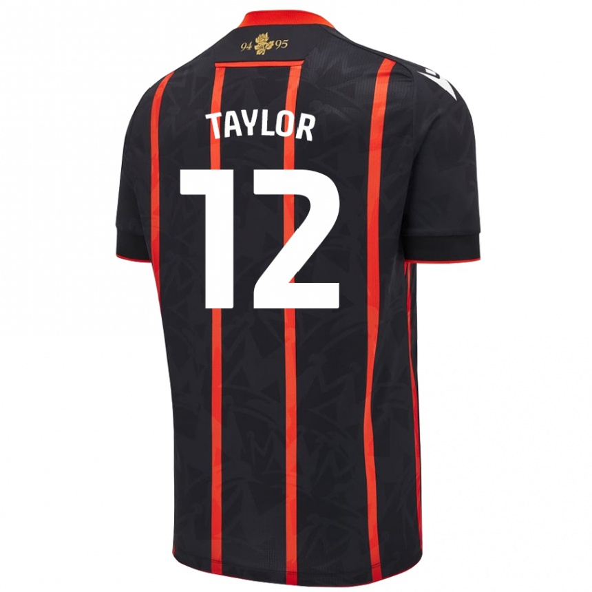 Kids Football Emma Taylor #12 Black Red Away Jersey 2024/25 T-Shirt