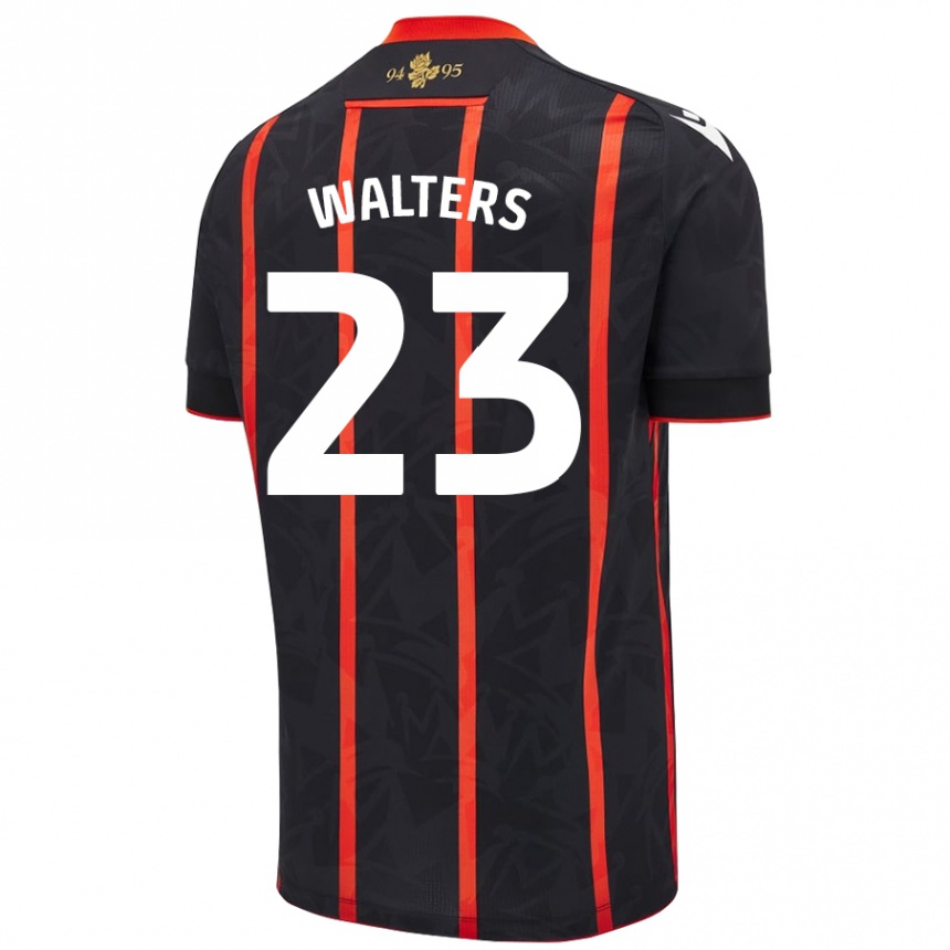 Kids Football Georgia Walters #23 Black Red Away Jersey 2024/25 T-Shirt