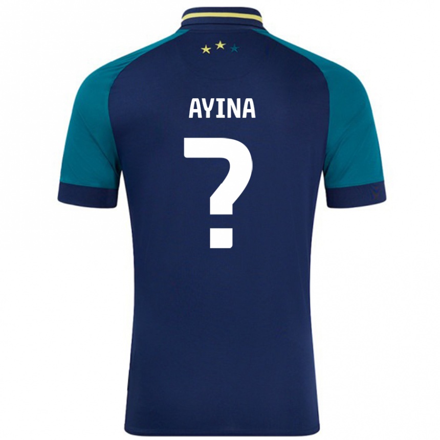 Kids Football Loick Ayina #0 Navy Dark Green Away Jersey 2024/25 T-Shirt