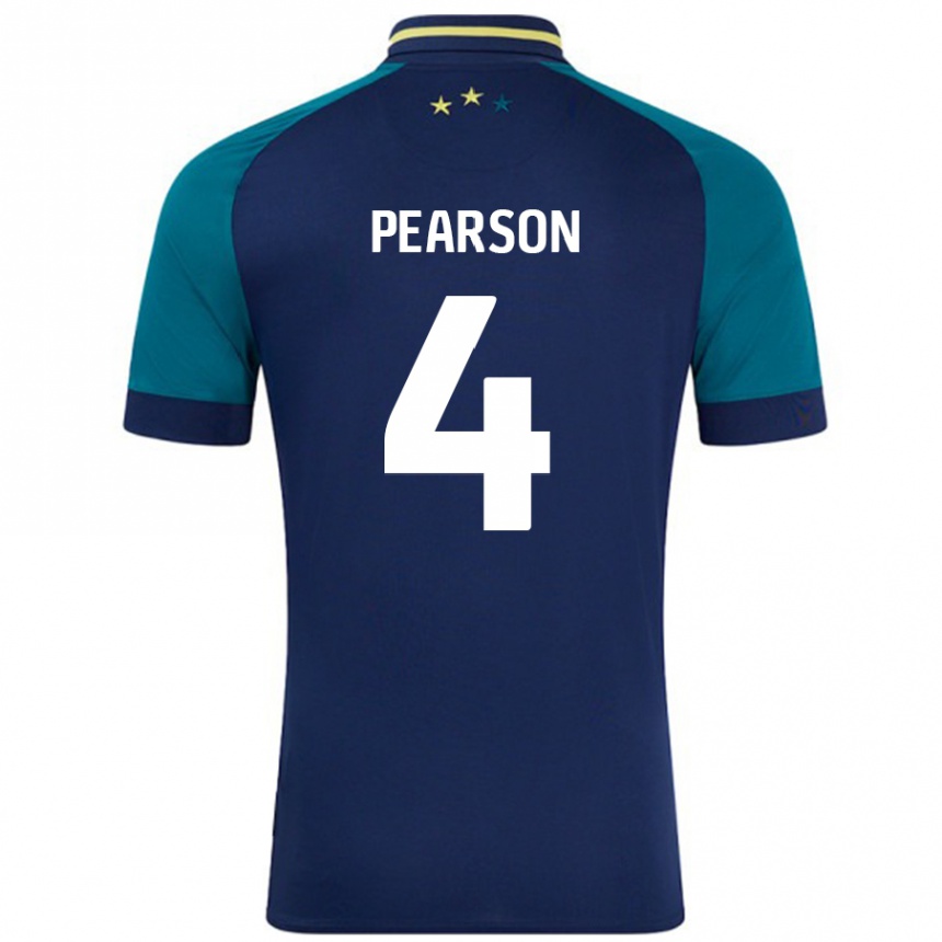 Kids Football Matty Pearson #4 Navy Dark Green Away Jersey 2024/25 T-Shirt