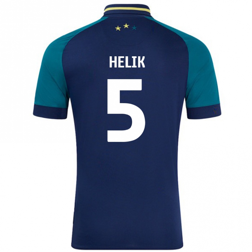 Kids Football Michal Helik #5 Navy Dark Green Away Jersey 2024/25 T-Shirt