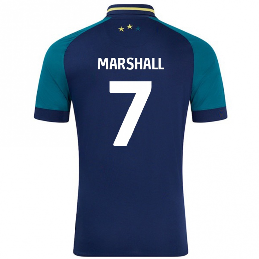 Kids Football Callum Marshall #7 Navy Dark Green Away Jersey 2024/25 T-Shirt