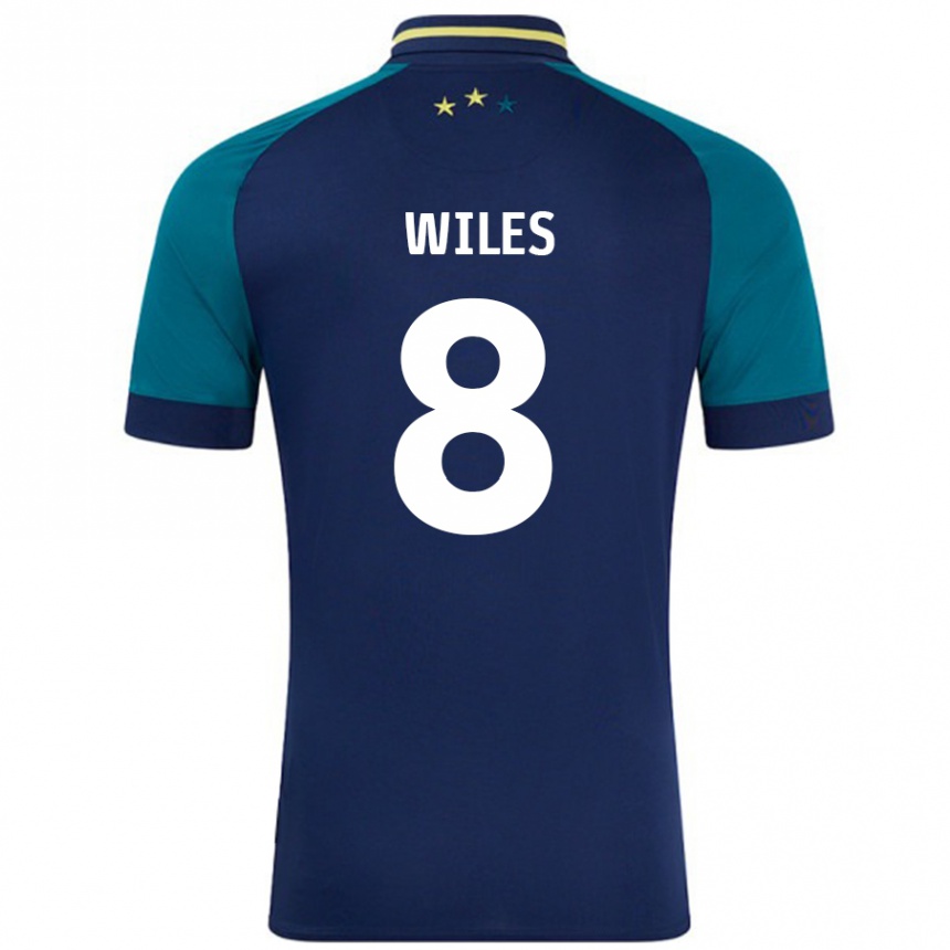 Kids Football Ben Wiles #8 Navy Dark Green Away Jersey 2024/25 T-Shirt