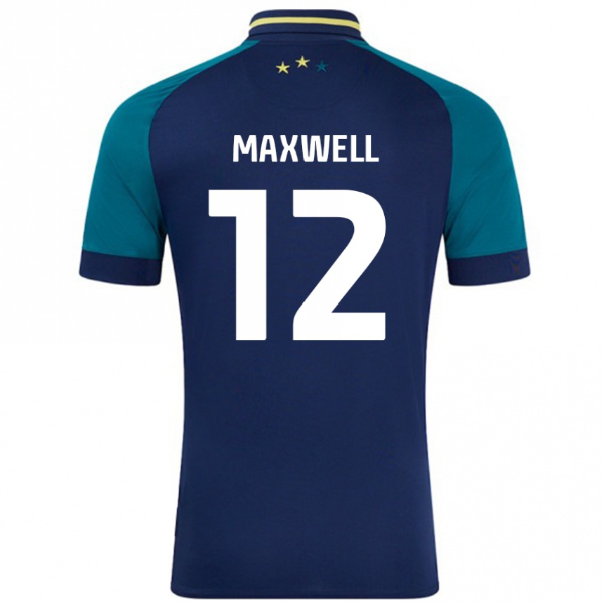 Kids Football Chris Maxwell #12 Navy Dark Green Away Jersey 2024/25 T-Shirt