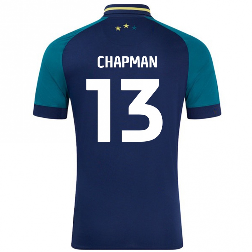 Kids Football Jacob Chapman #13 Navy Dark Green Away Jersey 2024/25 T-Shirt