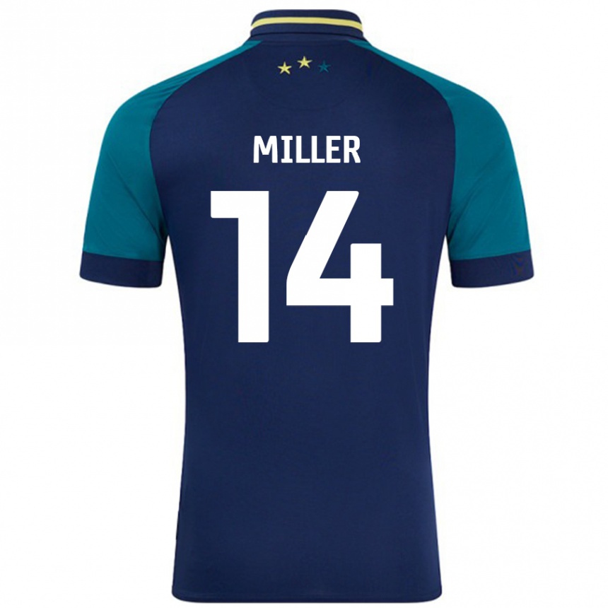 Kids Football Mickel Miller #14 Navy Dark Green Away Jersey 2024/25 T-Shirt