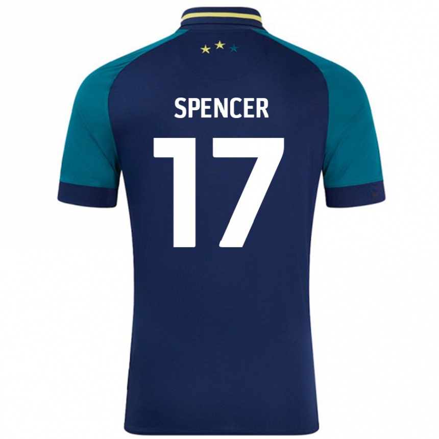 Kids Football Brodie Spencer #17 Navy Dark Green Away Jersey 2024/25 T-Shirt