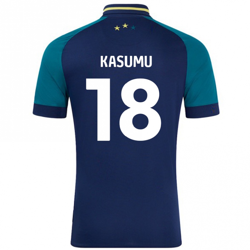 Kids Football David Kasumu #18 Navy Dark Green Away Jersey 2024/25 T-Shirt