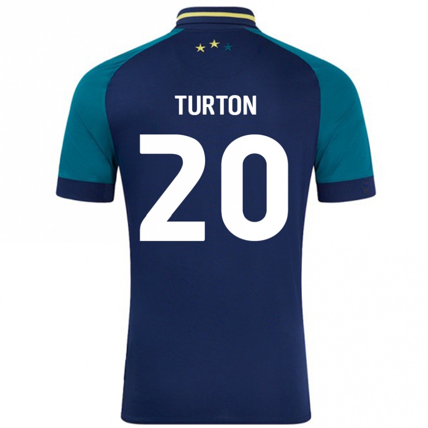 Kids Football Ollie Turton #20 Navy Dark Green Away Jersey 2024/25 T-Shirt