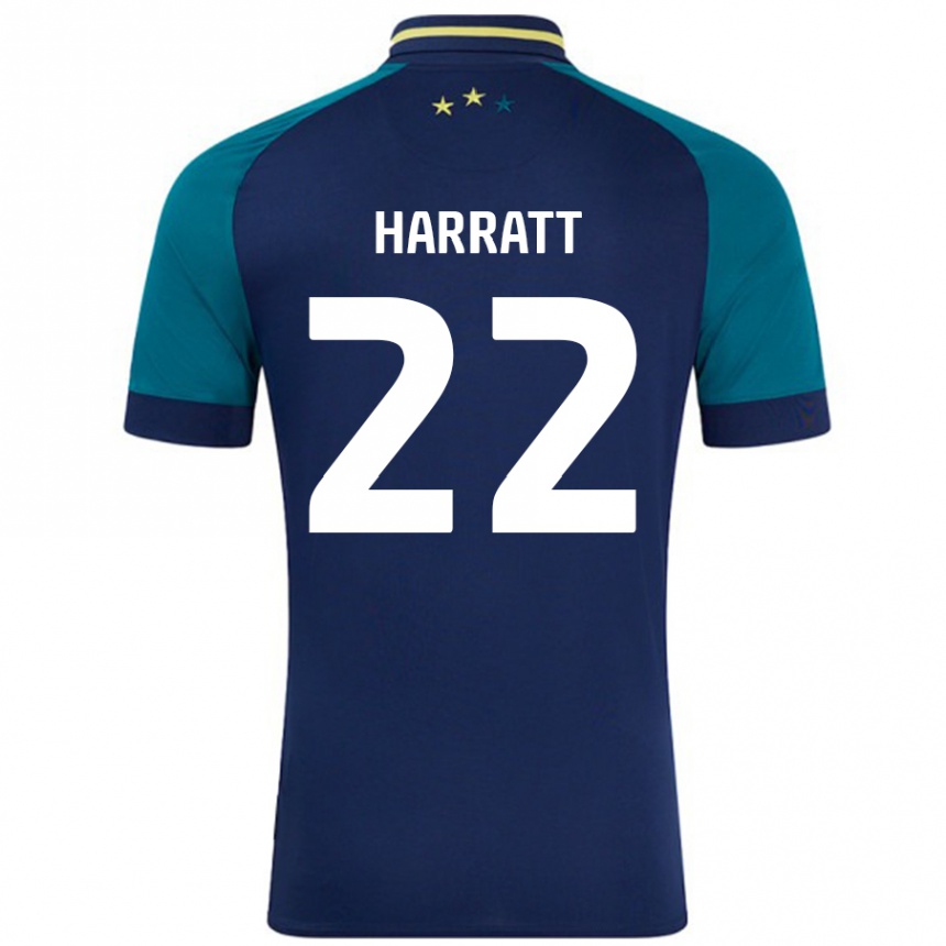 Kids Football Kian Harratt #22 Navy Dark Green Away Jersey 2024/25 T-Shirt