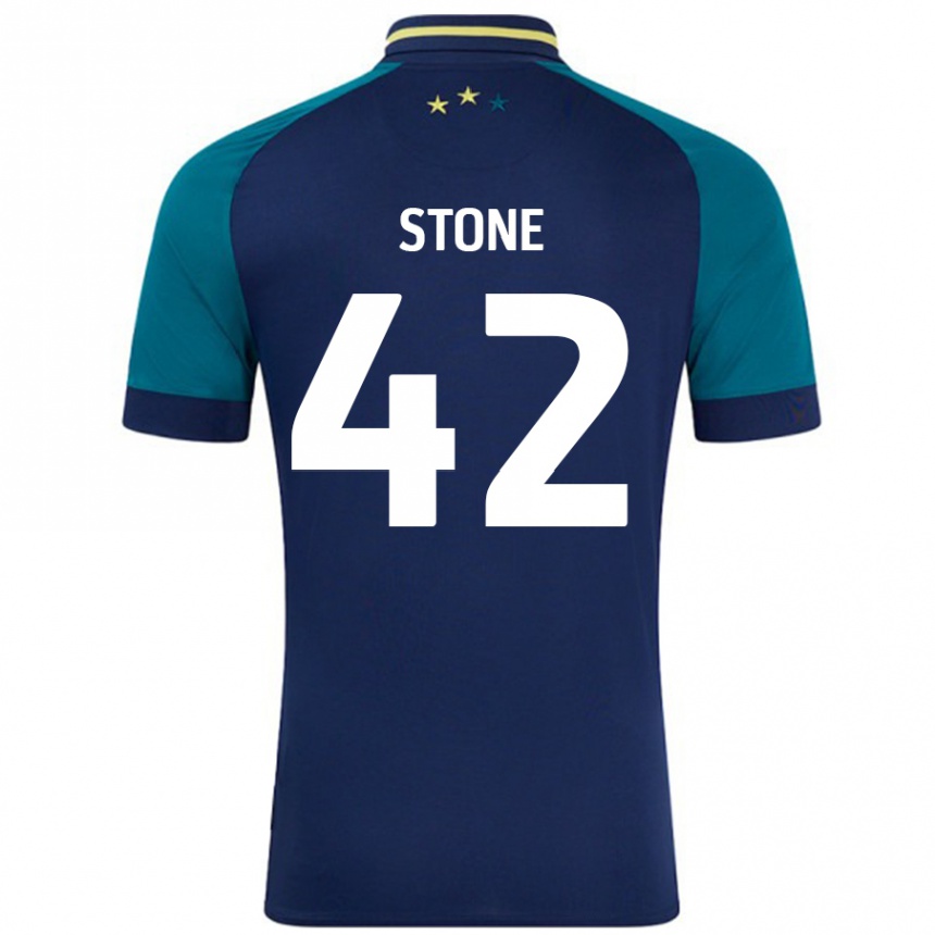 Kids Football Michael Stone #42 Navy Dark Green Away Jersey 2024/25 T-Shirt