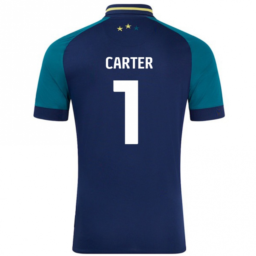 Kids Football Laura Carter #1 Navy Dark Green Away Jersey 2024/25 T-Shirt