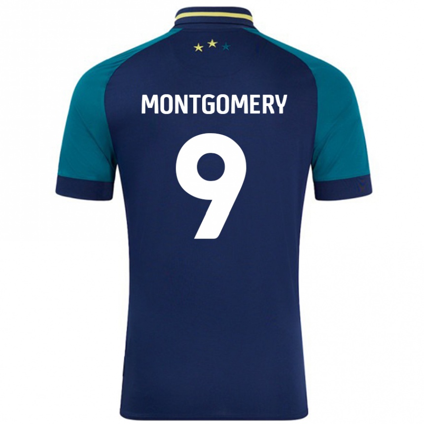 Kids Football Ria Montgomery #9 Navy Dark Green Away Jersey 2024/25 T-Shirt