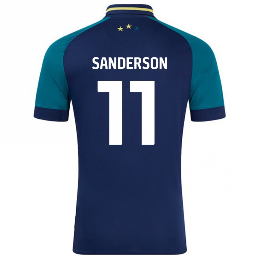 Kids Football Brittany Sanderson #11 Navy Dark Green Away Jersey 2024/25 T-Shirt