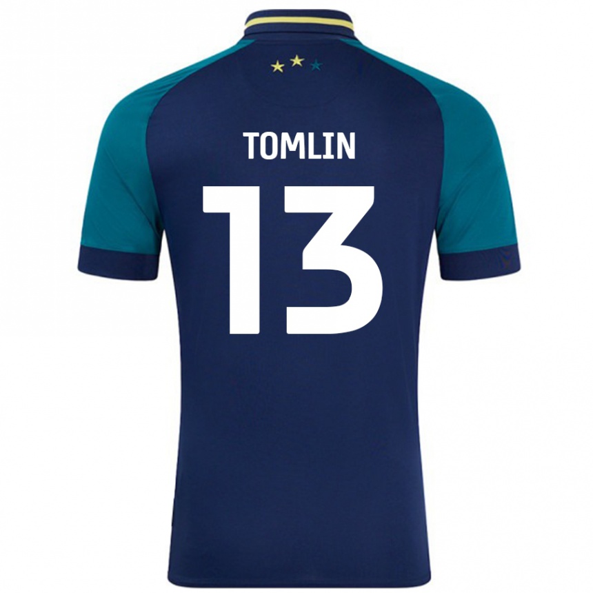 Kids Football Phoebe Tomlin #13 Navy Dark Green Away Jersey 2024/25 T-Shirt