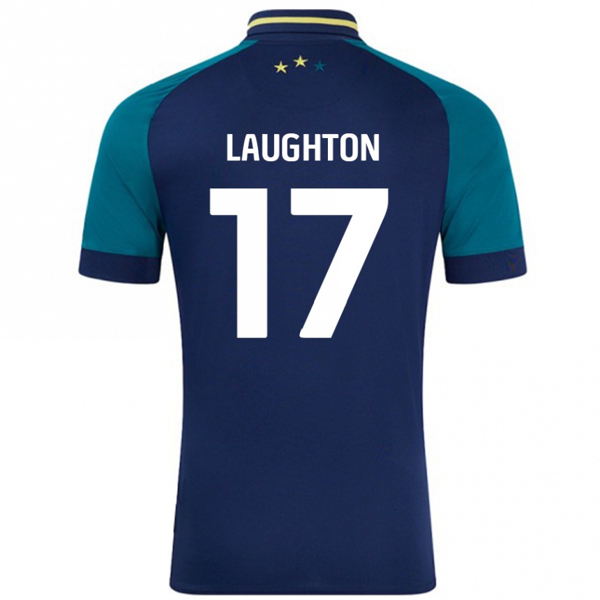 Kids Football Zoe Laughton #17 Navy Dark Green Away Jersey 2024/25 T-Shirt