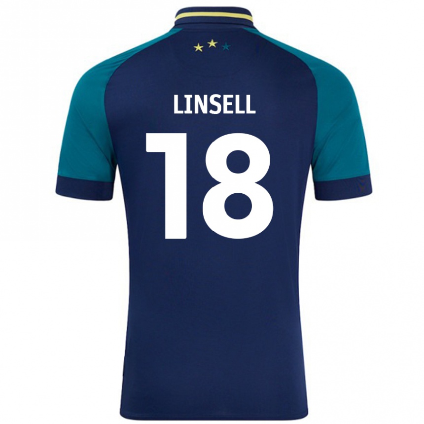 Kids Football Alice Linsell #18 Navy Dark Green Away Jersey 2024/25 T-Shirt