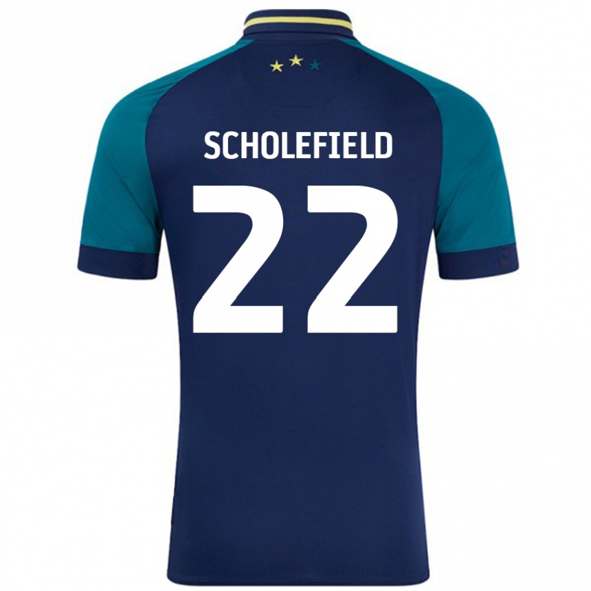 Kids Football Lois Scholefield #22 Navy Dark Green Away Jersey 2024/25 T-Shirt