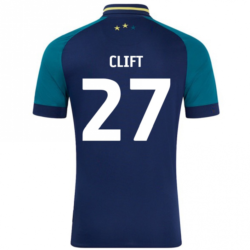 Kids Football Cassidy Clift #27 Navy Dark Green Away Jersey 2024/25 T-Shirt