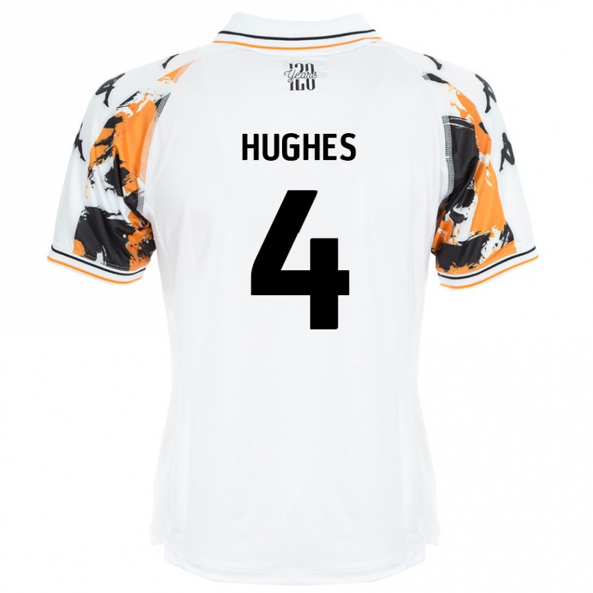 Kids Football Charlie Hughes #4 White Away Jersey 2024/25 T-Shirt