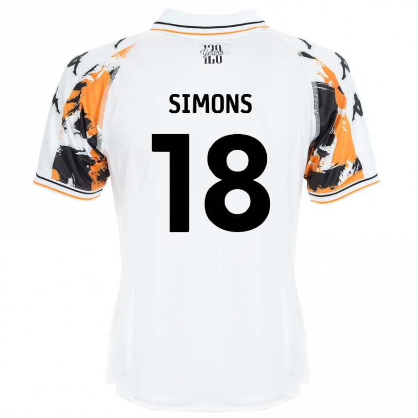 Kids Football Xavier Simons #18 White Away Jersey 2024/25 T-Shirt