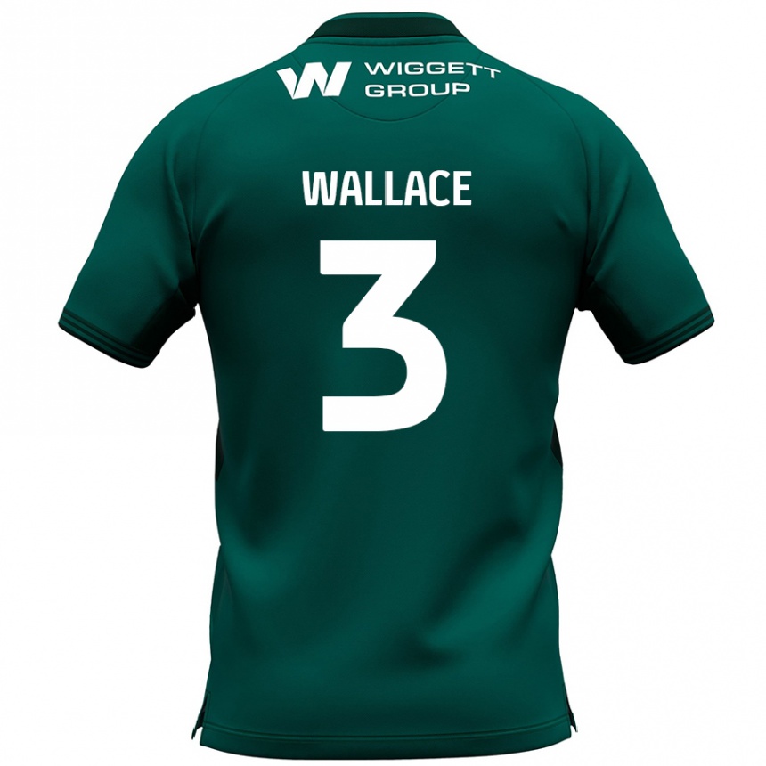 Kids Football Murray Wallace #3 Green Away Jersey 2024/25 T-Shirt