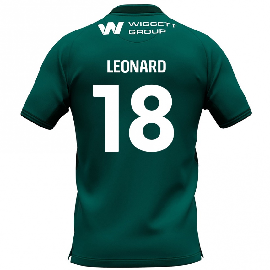 Kids Football Ryan Leonard #18 Green Away Jersey 2024/25 T-Shirt