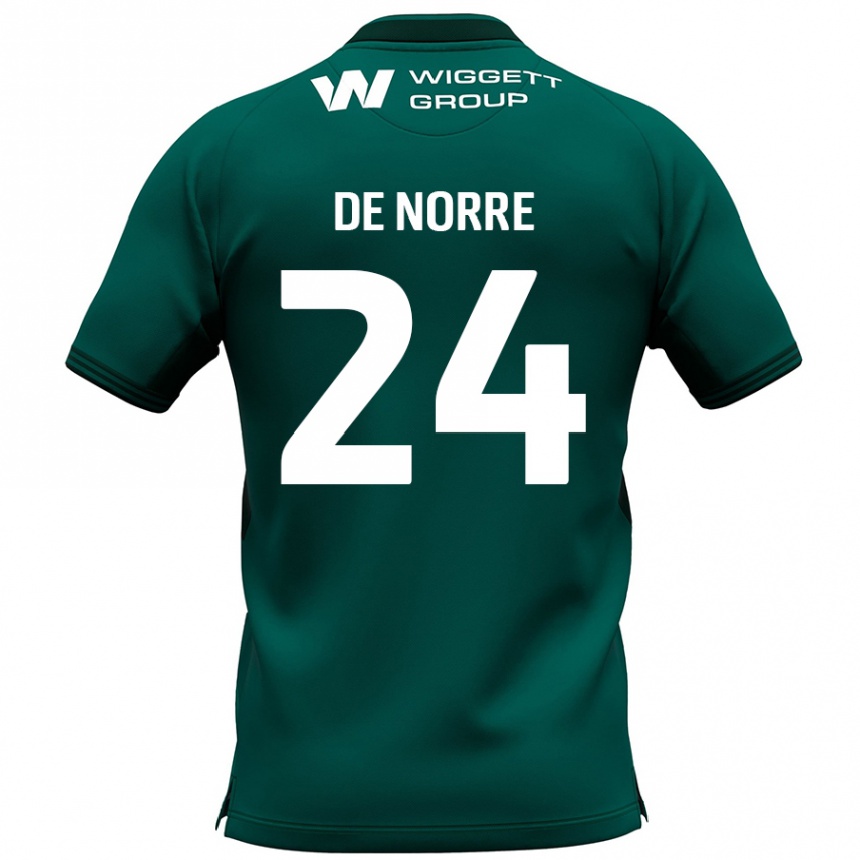 Kids Football Casper De Norre #24 Green Away Jersey 2024/25 T-Shirt