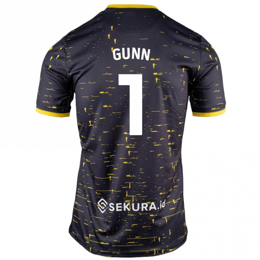 Kids Football Angus Gunn #1 Black Yellow Away Jersey 2024/25 T-Shirt