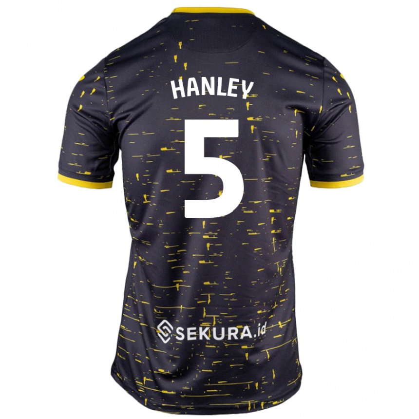 Kids Football Grant Hanley #5 Black Yellow Away Jersey 2024/25 T-Shirt