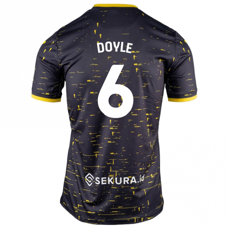 Kids Football Callum Doyle #6 Black Yellow Away Jersey 2024/25 T-Shirt